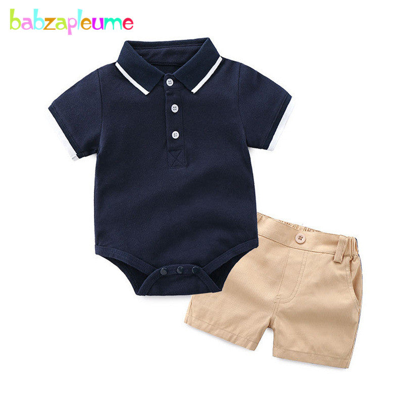 Baby Rompers Boys 2 Piece Set 3-24Months Wear Cotton Bodysuits+Shorts 2018 Summer Fashion Newborn Clothing Kids Outfits BC1736