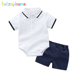 Baby Rompers Boys 2 Piece Set 3-24Months Wear Cotton Bodysuits+Shorts 2018 Summer Fashion Newborn Clothing Kids Outfits BC1736