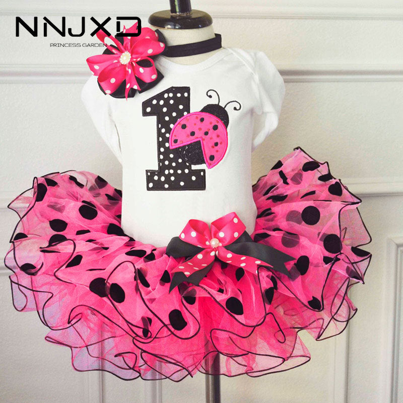 Baby Girls Clothing Sets 1st Happy Birthday Party Wear  Romper Tutu Headband Suit Toddler Kids Clothes Infant Princess Suits 12M