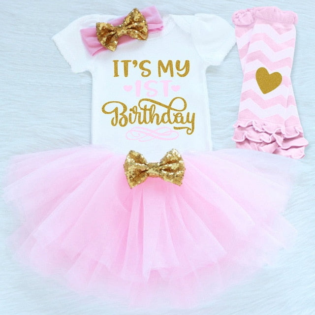 Infant First Birthday Outfits Baby Girl Clothes Sets Newborn Toddler Girl Christening Party Wear Little Girl One Year Clothing