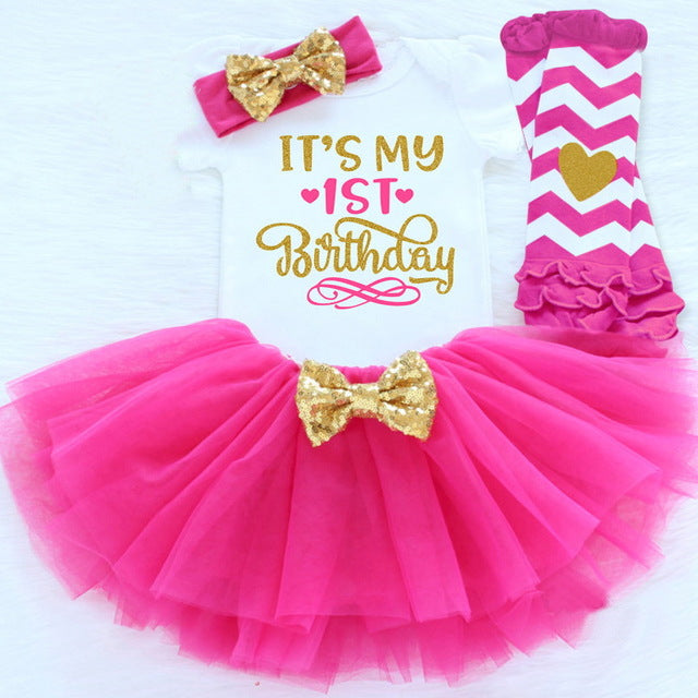 Infant First Birthday Outfits Baby Girl Clothes Sets Newborn Toddler Girl Christening Party Wear Little Girl One Year Clothing
