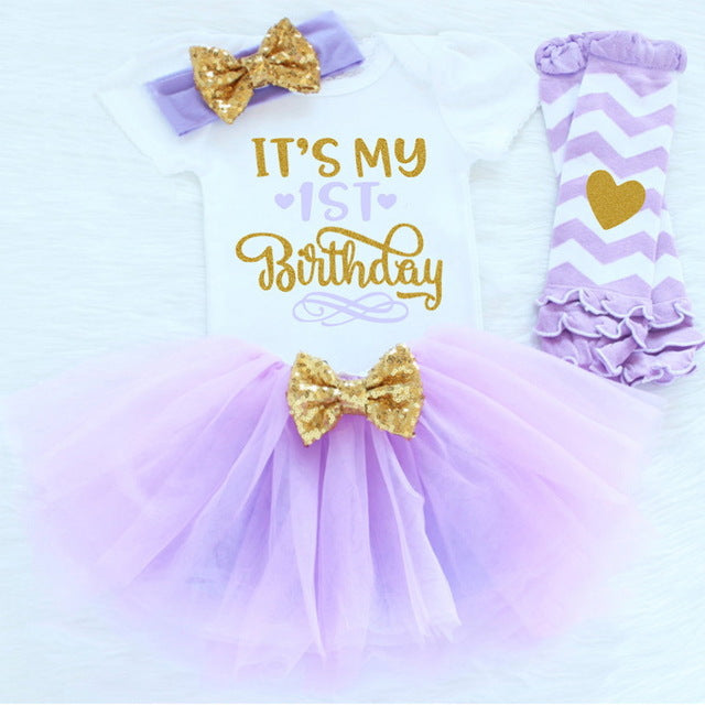 Infant First Birthday Outfits Baby Girl Clothes Sets Newborn Toddler Girl Christening Party Wear Little Girl One Year Clothing