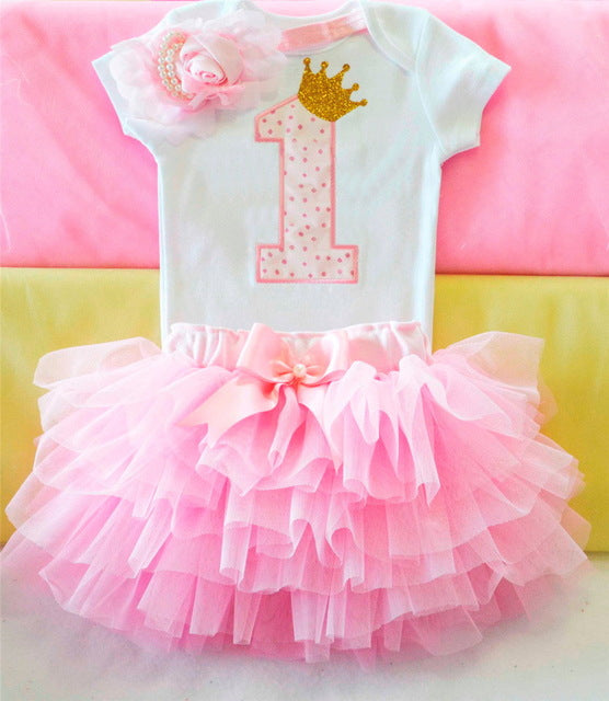 Infant First Birthday Outfits Baby Girl Clothes Sets Newborn Toddler Girl Christening Party Wear Little Girl One Year Clothing