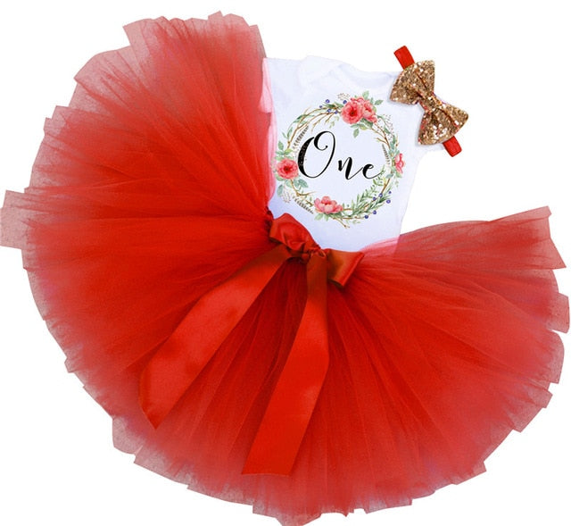 Infant First Birthday Outfits Baby Girl Clothes Sets Newborn Toddler Girl Christening Party Wear Little Girl One Year Clothing