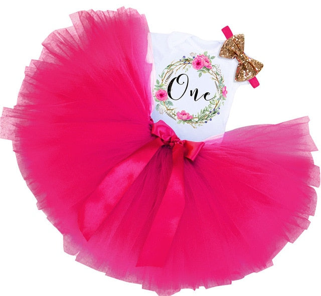 Infant First Birthday Outfits Baby Girl Clothes Sets Newborn Toddler Girl Christening Party Wear Little Girl One Year Clothing