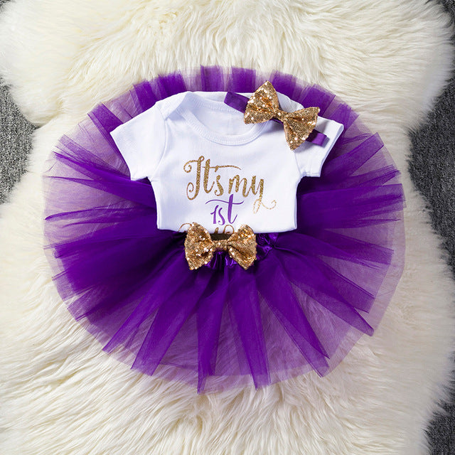 Infant First Birthday Outfits Baby Girl Clothes Sets Newborn Toddler Girl Christening Party Wear Little Girl One Year Clothing