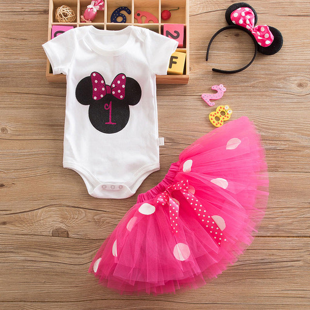 Infant First Birthday Outfits Baby Girl Clothes Sets Newborn Toddler Girl Christening Party Wear Little Girl One Year Clothing